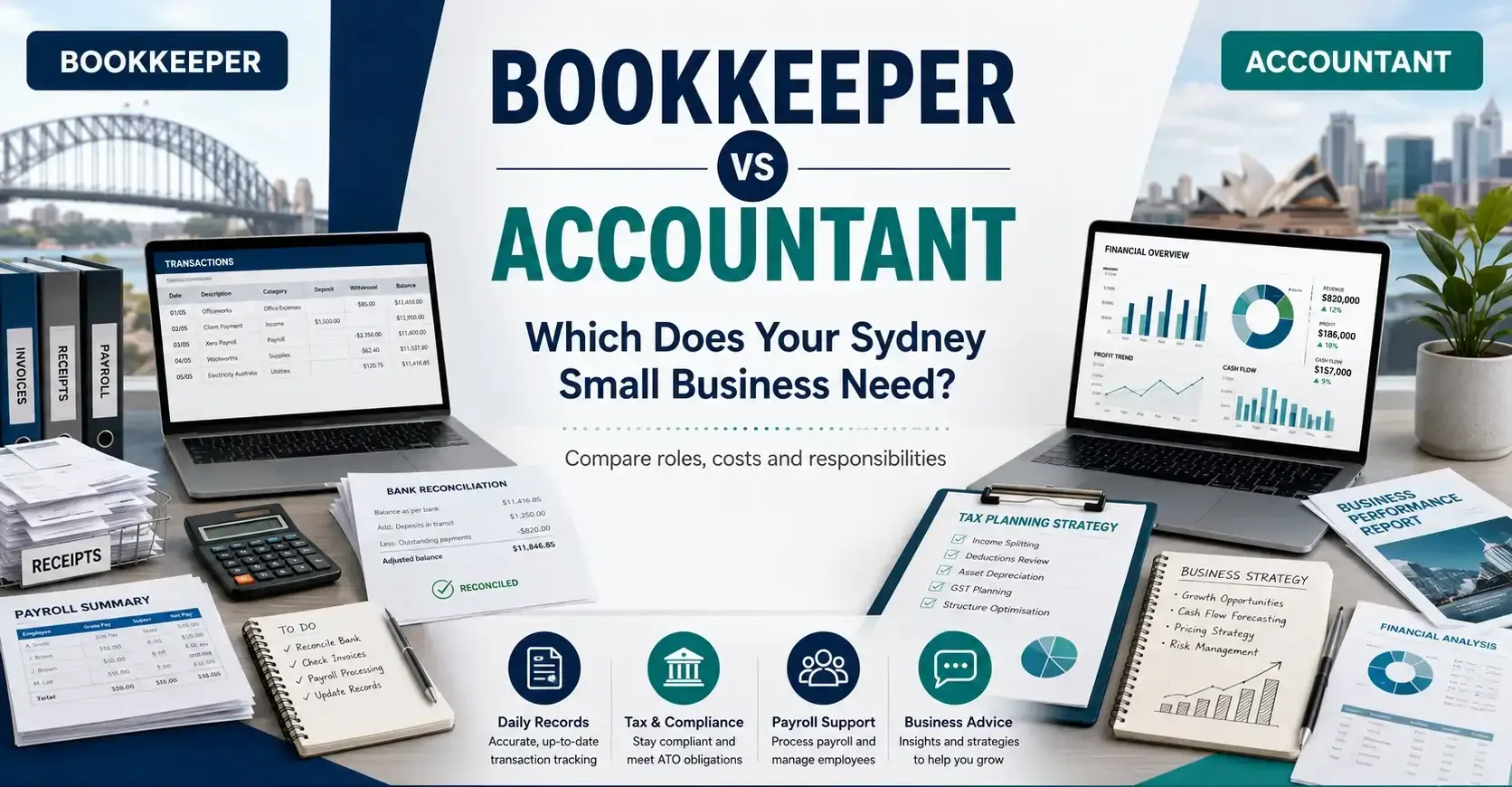 Should My Sydney Small Business Hire a Bookkeeper or an Accountant?